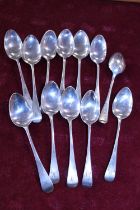 Twelve hallmarked silver tea spoons total weight 213g