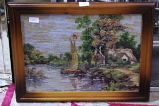 A framed vintage tapestry. No shipping