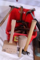 A box of hammers, wooden mallets etc. No shipping