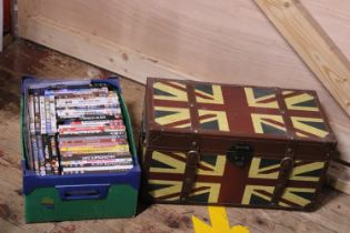 A job lot of DVDs and a Union Jack trunk. No shipping