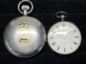 A Swiss jump hour pocket watch and one other Swiss pocket watch