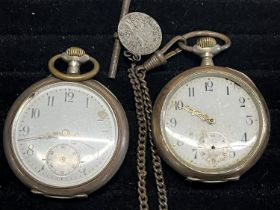 Two 800 silver pocket watches a/f