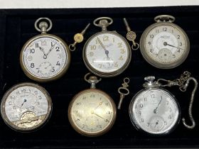 Six vintage pocket watches including GTSP a/f