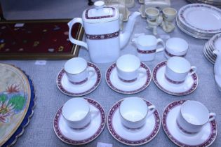 A Royal Doulton coffee service 'Minuet' (crack to coffee pot handle)