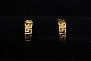 A quality pair of18ct gold earrings in a greek key design. 3.0 grams