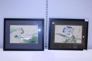 Two framed Chinese watercolours on silk signed by artists
