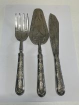 A set of .800 marked silver cake serving set