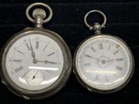 One 800 silver and one hallmarked silver pocket watch a/f