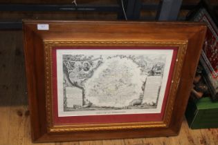 A antique framed lithographic of the Dordogne department in France Shipping unavailable