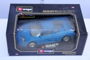 A boxed Bugatti Burago car model