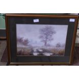 A framed watercolour by K Curtis Shipping unavailable