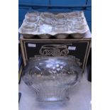 A boxed vintage punch bowl and glasses, shipping unavailable