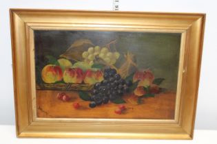 A antique framed oil on board still life by J H Fearnley dated 1912 Shipping unavailable