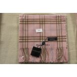 A new with tags Burberry 100% lambs wool pink long scarf 166 x 38cm