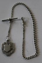 A hallmarked silver Albert chain and fob 34.65g