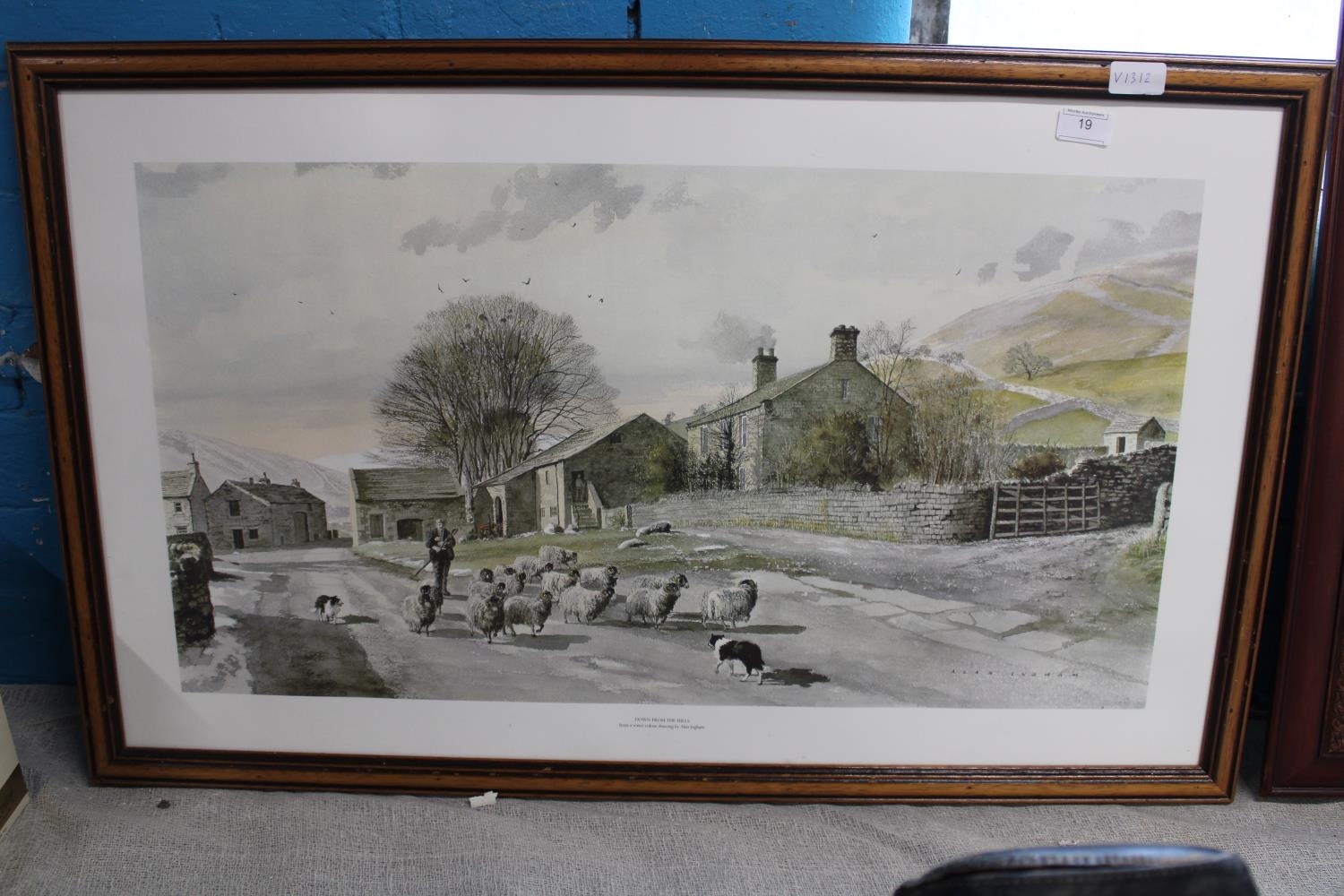 A framed print Alan Ingham 'Down from the Hills', shipping unavailable