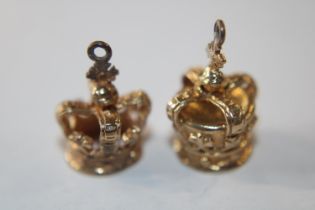 Two 9ct gold crown charms 4.96g