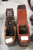 Two antique woodworking planes one made by T S Kaye and son's of Hull & Goole