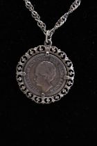 A 925 silver chain and silver coin pendant