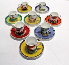 A limited edition Wedgewood Coffee can and saucer set in appreciation of Clarice Cliff entitled '