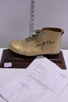 A signed Golden Boot by Willie John Mcbride (Ex Irish and British Union Player)