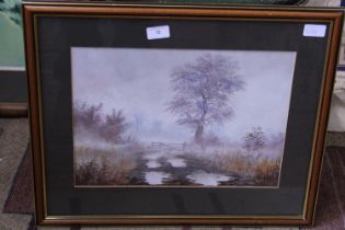 A framed watercolour by K Curtis Shipping unavailable