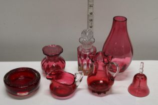 A selection of Cranberry glass