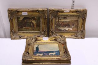 Four gilt framed antique prints