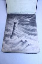 A high quality Edwardian autograph/sketchbook with watercolours, charcoals and poetry