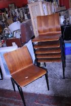 Six stackable wooden metal chairs, shipping unavailable