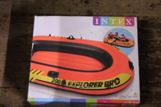 A boxed rubber dingy unchecked