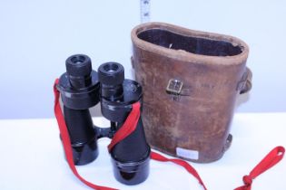 A pair of Ross London WWII military field binoculars with crows feet markings