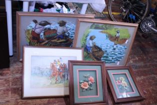 A selection of framed art work, shipping unavailable