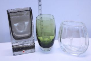 A selection of art glass including Beranek and etched glass