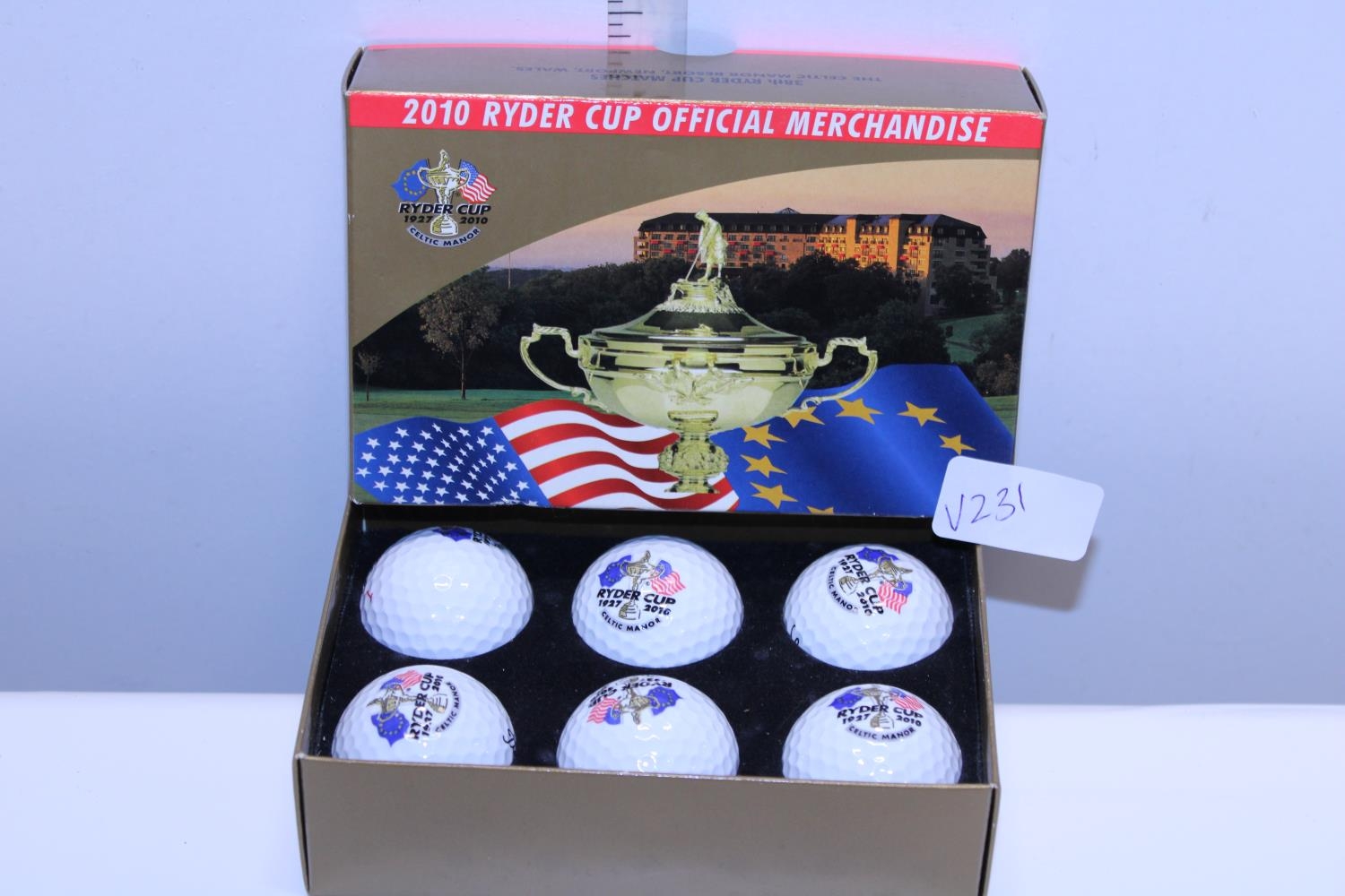 A box set of six 2010 Ryder Cup Golf Balls