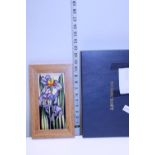 A boxed limited edition singed Moorcroft plaque entitled 'Iris Shadows' no.12 27x16cm