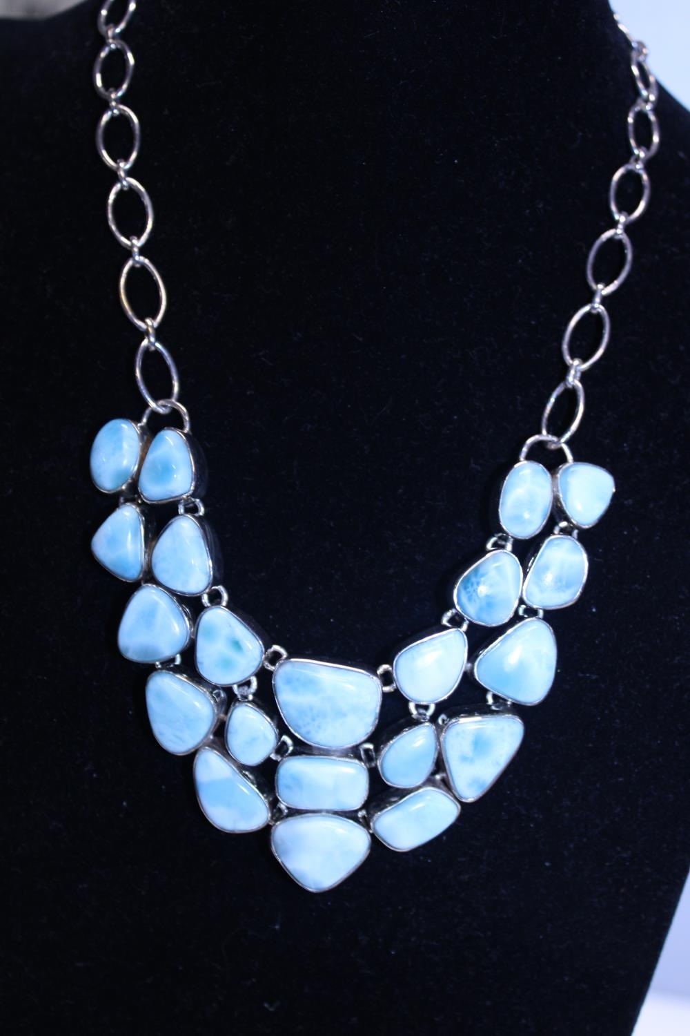 A 925 silver and blue stone necklace
