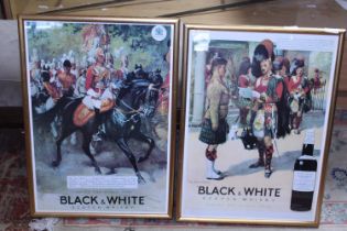 Two framed black and white Scotch whiskey advertising posters shipping unavailable
