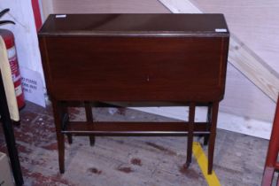 A Edwardian drop leaf table, with inlaid decoration shipping unavailable