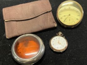 A gold plated pocket watch and a 835 silver ladies pocket watch