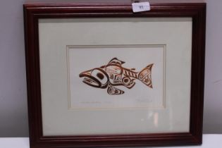 A original piece of gold embossed Canadian folklore art work by Bill Reid (signed)