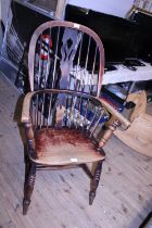 A antique rustic Windsor chair, shipping unavailable