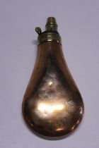 A antique copper and brass powder flask