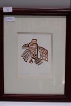 A original piece of gold embossed Canadian folklore art work by Bill Reid (signed)