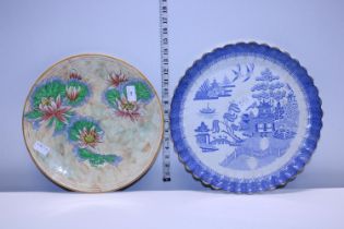 A vintage blue and white Spode platter and Royal Doulton platter