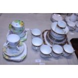 Three assorted part bone china tea services including Paragon ware. Shipping unavailable