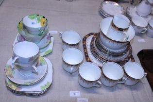 Three assorted part bone china tea services including Paragon ware. Shipping unavailable