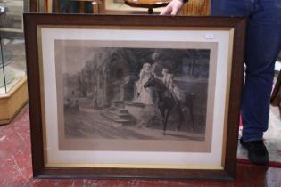 A large oak framed Victorian lithographic print entitled 'Dawn' 110x89cm, shipping unavailable