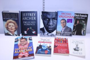 A selection of autographed books all signed by the authors including Margaret Thatcher