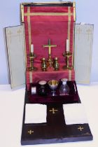 A antique cased travelling communion altar set by Jones & Willis (contents complete